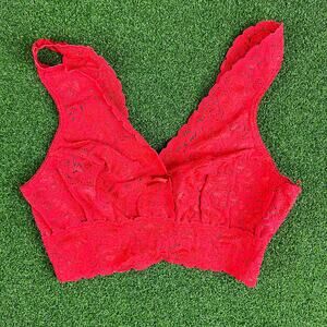 Vintage Lady Cameo Red Lace Lingerie Bralette One Size